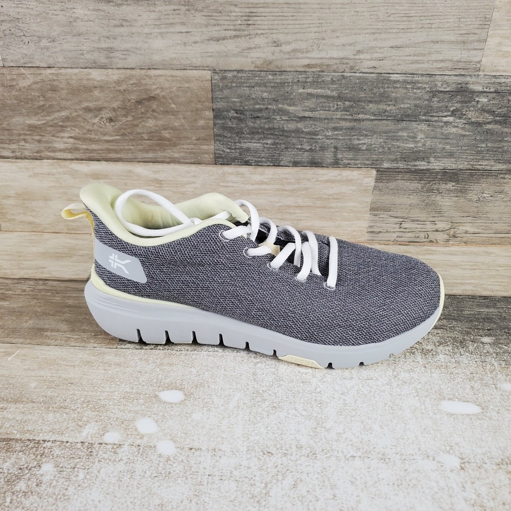 Kuru Flex Via Womens Shoes Sz 8.5 M Running Dove Gray Pale Lime Lace Up Sneakers